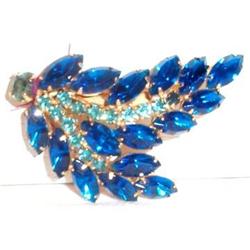 Costume Blue Rhinestone  Brooch #863386