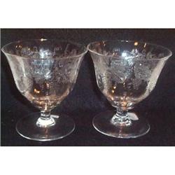 Two Fostoria Grape Etched Footed Goblets #863397