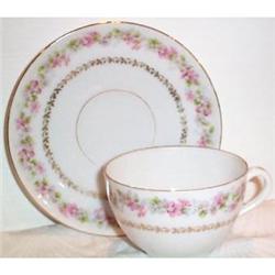 Austrian Pink Rose Decorated Cup and Saucer #863427