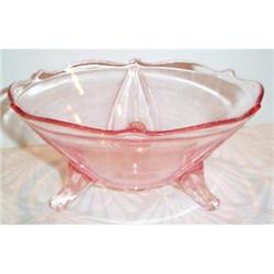 Pink Depression Three Footed Leaf Bowl #863430