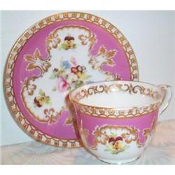 Hand Painted Limoges Pansy Cup and Saucer #863449