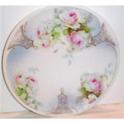 Pink Rose Decorated German Plate #863453