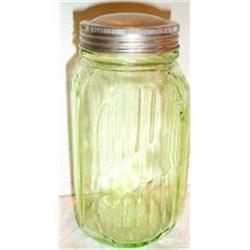 Green Depression Glass Spice Canister Jar #863457