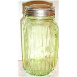 Green Depression Glass Spice Canister Jar #863457