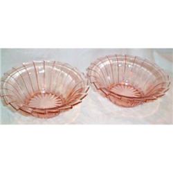 Two Pink Sierra Depression Glass Cereal Bowls #863472