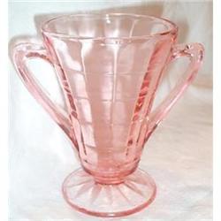 PInk Block Optic Footed Depression Glass Sugar #863473