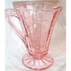 PInk Block Optic Footed Depression Glass #863474