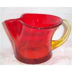 Hand Blown Blenko Red Pitcher #863478