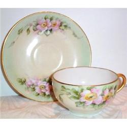 Hand Painted Wild Rose Cup and Saucer #863482