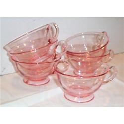 Six Cambridge Pink Depression Glass Cups #863495