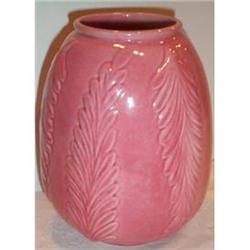 Pink Fern Decorated California Pottery Vase #863502