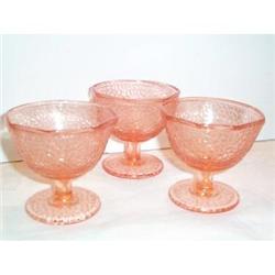 Three Pink Crackle Footed Depression Sherbets #863515