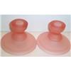 Image 1 : Pink Frosted Depression Glass Candle Holders, #863535