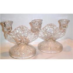 Pair Crystal  Iris and Herringbone Candlesticks #863564