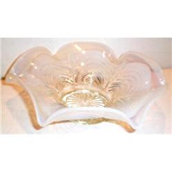 White Opalescent Feather Decorated Ruffled Bowl #863570