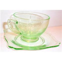 Green Cambridge Depression Glass Cup and Saucer #863571