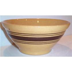 Yellow Ware Five Brown Band Mixing Bowl #863577