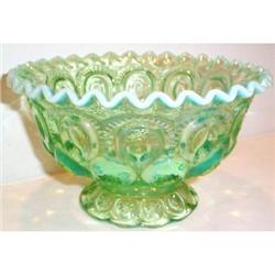 Green Opalescent Moon and Stars Footed Bowl #863578