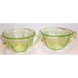 Two Green Princess Depression Glass Cups #863583