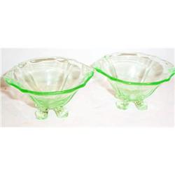 Two Green Depression Glass Cambridge Salts #863589