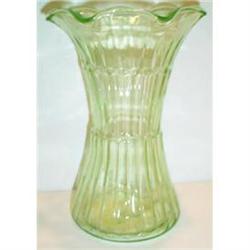 Large Green Flared Depression Glass Vase #863604