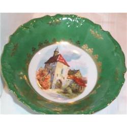 Bavarian Castle Decorated Green Bowl #863616