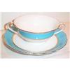 Image 1 : Noritake Blue Striped Cream Soup and Underplate #863620
