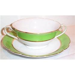 Noritake Green Striped Cream Soup and #863621