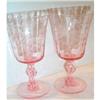Image 1 : Two Pink Fry Cut Floral Water Goblets #863638