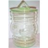 Image 1 : Green Depression Glass Etched Cracker Jar #863643