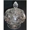 Image 1 : Crystal Pressed Glass Footed  Covered Jam Jar #863659