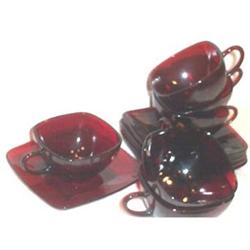 Six Royal Ruby Charm Cups and Saucers #863707