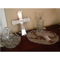 Glass lot: Mirror Cross Glass vase Decanter #863842
