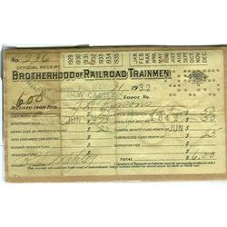 Brotherhood of Railroad Trainmen Receipt #863906