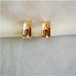1980's Heavy 14K Yellow Gold Hoop Earrings #878738