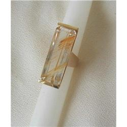 ART MODERNE ~18K & RUTILATED GEM QUARTZ RING #878745