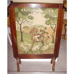 Vintage English Needlepoint Firescreen #878753