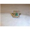 Image 1 : Antique Estate 14K WG Gold Emerald Diamond Ring #878793