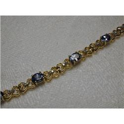 Estate 14K YG Diamond Tanzanite Heart Bracelet #878850