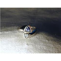 Rare 14K WG White Gold Trillion Tanzanite Ring #878853