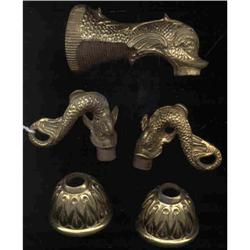 Faucet Handles Fish Cast Gilded 5 Pieces Ornate #878858