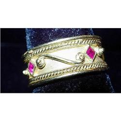 18K Gold Band With Rubies #879010