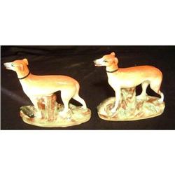 Pair of Antique Staffordshire Greyhounds #879054