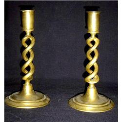 Pair of English Barley Twist Candlesticks #879210