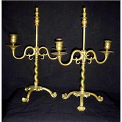 Antique Pair of Brass Candelabra #879211