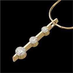 14k Gold 3 DIAMOND PENDANT  Necklace #886397