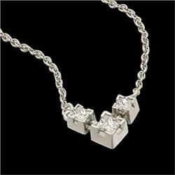 WhiteGold Necklace PRINCESS Cut DIAMONDS #886400