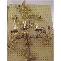 MONUMENTAL PAIR OF ITALIAN GILT TOLE SCONCES #886508