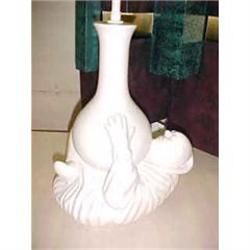 Pair of Mid-Century Modern White Figural Lamps #886512