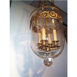 VINTAGE BRASS 4 LIGHT HURRICANCE FIXTURE #886896